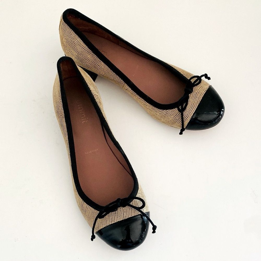 Two-Tone All Leather Ballet Flats US size 6 Made in Italy BalletCore Office Chic